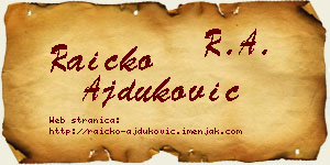 Raičko Ajduković vizit kartica